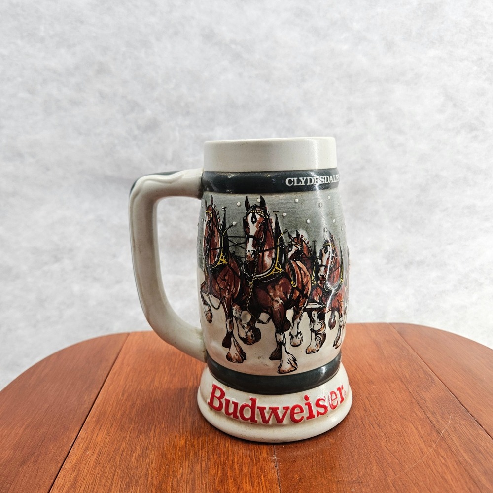 Budweiser Clydesdales 50th Anniversary Stein Mug 1933 1983 Ceramic Collectible